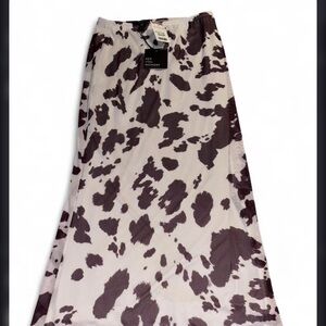 See You Monday Cream Maxi Skirt with Brown Cow-Print
